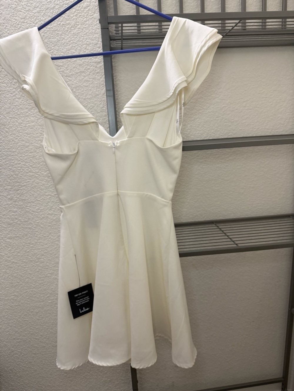 Lulu's Ivory Ruffle V-Neck Mini Dress - Picture 2 of 5